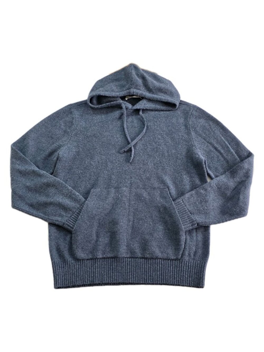 Everlane Felted Merino Wool Hoodie Mens M Heathered Blue Kanga Versatile Preppy